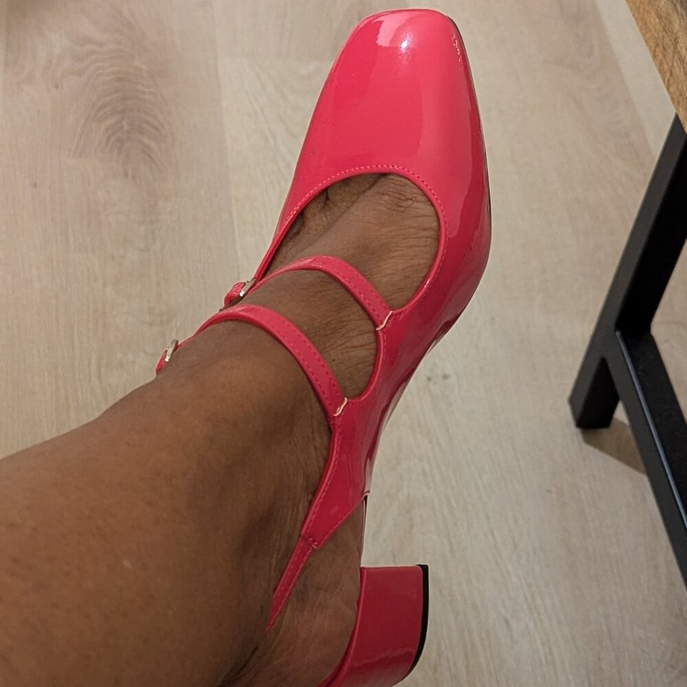 Fuchsia Patent Leather Block Heels - Picture 3 of 3